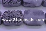 CAG8252 Top drilled 18*25mm rectangle silver plated druzy agate beads