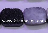 CAG8257 Top drilled 18*25mm rectangle black plated druzy agate beads