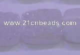 CAG8260 Top drilled 20*30mm rectangle white plated druzy agate beads