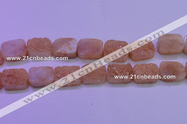 CAG8261 Top drilled 20*30mm rectangle champagne plated druzy agate beads