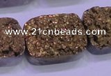 CAG8263 Top drilled 20*30mm rectangle glod plated druzy agate beads