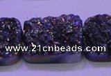 CAG8264 Top drilled 20*30mm rectangle rainbow plated druzy agate beads