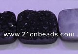 CAG8267 Top drilled 20*30mm rectangle black plated druzy agate beads