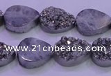 CAG8272 7.5 inches 10*14mm teardrop silver plated druzy agate beads