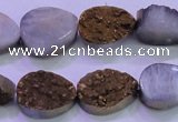 CAG8273 7.5 inches 10*14mm teardrop gold plated druzy agate beads