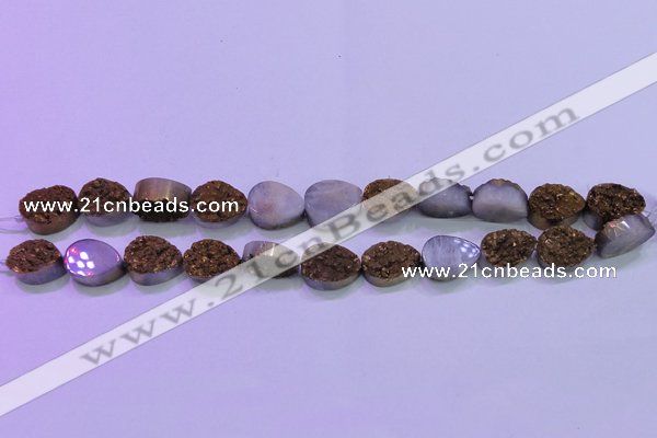 CAG8273 7.5 inches 10*14mm teardrop gold plated druzy agate beads