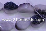 CAG8276 7.5 inches 10*14mm teardrop blue plated druzy agate beads