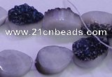 CAG8286 7.5 inches 12*16mm teardrop blue plated druzy agate beads
