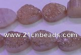 CAG8291 7.5 inches 13*18mm teardrop champagne plated druzy agate beads