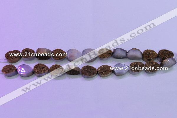 CAG8293 7.5 inches 13*18mm teardrop gold plated druzy agate beads