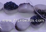 CAG8296 7.5 inches 13*18mm teardrop blue plated druzy agate beads