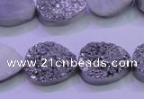 CAG8302 7.5 inches 15*20mm teardrop silver plated druzy agate beads