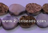 CAG8303 7.5 inches 15*20mm teardrop gold plated druzy agate beads