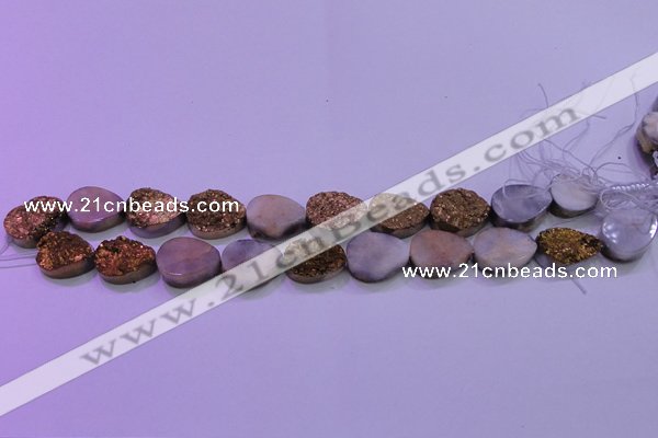 CAG8303 7.5 inches 15*20mm teardrop gold plated druzy agate beads