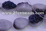 CAG8306 7.5 inches 15*20mm teardrop blue plated druzy agate beads