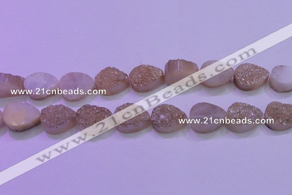 CAG8311 7.5 inches 18*25mm teardrop champagne plated druzy agate beads