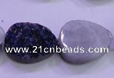 CAG8316 7.5 inches 18*25mm teardrop blue plated druzy agate beads