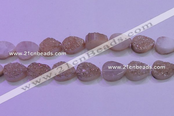 CAG8321 7.5 inches 20*30mm teardrop champagne plated druzy agate beads