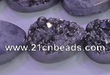 CAG8322 7.5 inches 20*30mm teardrop silver plated druzy agate beads