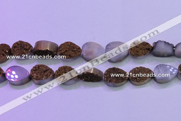 CAG8323 7.5 inches 20*30mm teardrop gold plated druzy agate beads