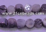 CAG8332 7.5 inches 10mm coin silver plated druzy agate beads