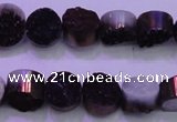 CAG8335 7.5 inches 10mm coin purple plated druzy agate beads