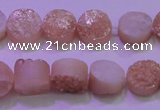 CAG8341 7.5 inches 12mm coin champagne plated druzy agate beads