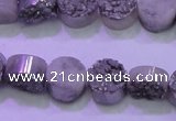 CAG8342 7.5 inches 12mm coin silver plated druzy agate beads