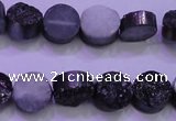 CAG8347 7.5 inches 12mm coin black plated druzy agate beads