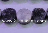 CAG8367 7.5 inches 16mm coin black plated druzy agate beads