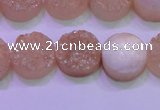 CAG8371 7.5 inches 18mm coin champagne plated druzy agate beads