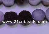 CAG8375 7.5 inches 18mm coin purple plated druzy agate beads