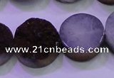 CAG8385 7.5 inches 20mm coin purple plated druzy agate beads