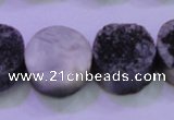 CAG8387 7.5 inches 20mm coin black plated druzy agate beads