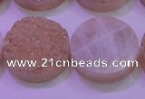 CAG8391 7.5 inches 25mm coin champagne plated druzy agate beads