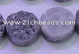 CAG8392 7.5 inches 25mm coin silver plated druzy agate beads