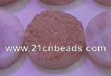 CAG8401 7.5 inches 30mm coin champagne plated druzy agate beads