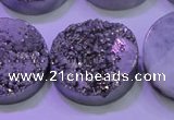 CAG8402 7.5 inches 30mm coin silver plated druzy agate beads