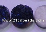 CAG8416 7.5 inches 35mm coin blue plated druzy agate beads