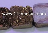 CAG8429 7.5 inches 30*30mm square gold plated druzy agate beads