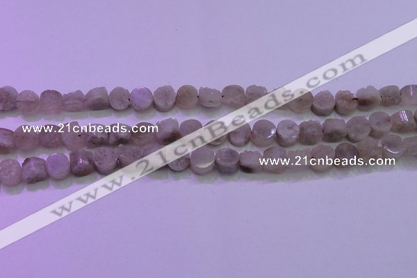 CAG8430 15.5 inches 10mm coin grey druzy agate gemstone beads