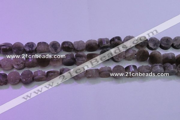 CAG8431 15.5 inches 12mm coin grey druzy agate gemstone beads