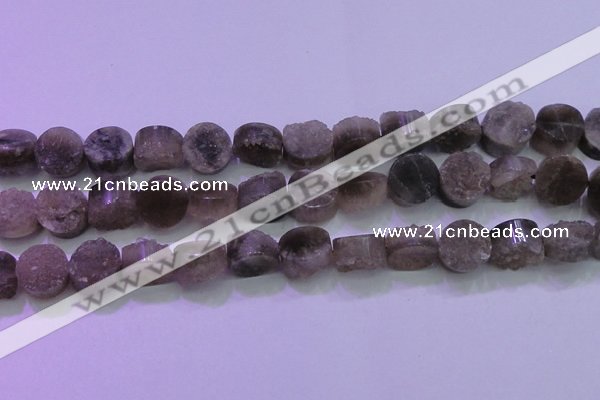 CAG8433 15.5 inches 16mm coin grey druzy agate gemstone beads