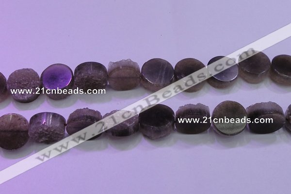 CAG8436 15.5 inches 22mm coin grey druzy agate gemstone beads