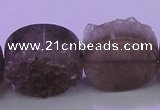 CAG8437 15.5 inches 25mm coin grey druzy agate gemstone beads