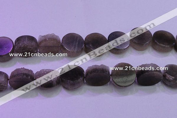 CAG8438 15.5 inches 28mm coin grey druzy agate gemstone beads