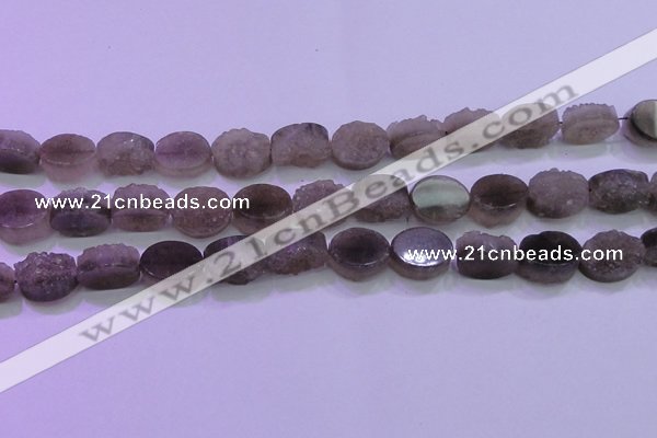 CAG8442 15.5 inches 12*16mm oval grey druzy agate gemstone beads