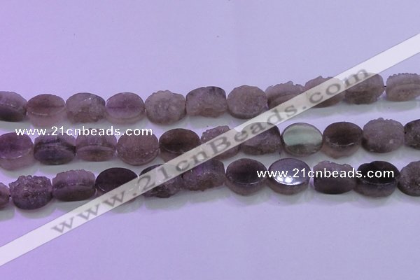 CAG8443 15.5 inches 13*18mm oval grey druzy agate gemstone beads