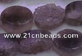 CAG8444 15.5 inches 15*20mm oval grey druzy agate gemstone beads