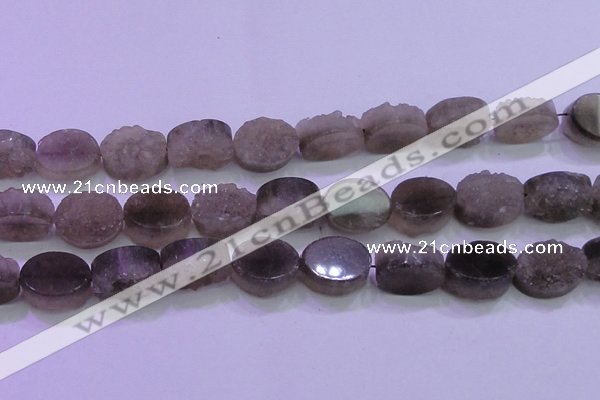 CAG8445 15.5 inches 18*25mm oval grey druzy agate gemstone beads